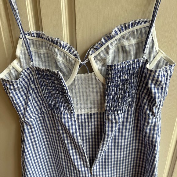 Urban Outfitters Blue & White Gingham Mini Dress Size L - Picture 9 of 10